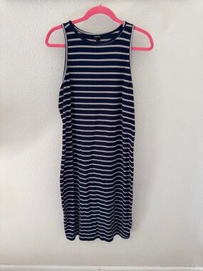 torrid Navy and White Ribbed Striped Tee